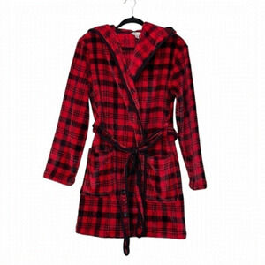 Women’s Red Plaid Fleece Robe - Size Small